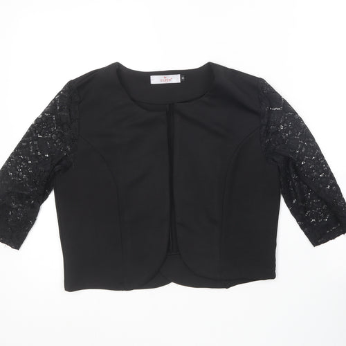 Elfin Womens Black V-Neck  Cotton Cardigan Jumper Size M