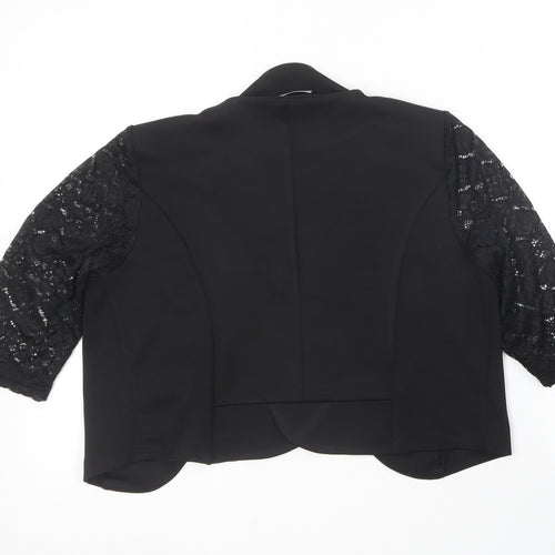 Elfin Womens Black V-Neck  Cotton Cardigan Jumper Size M