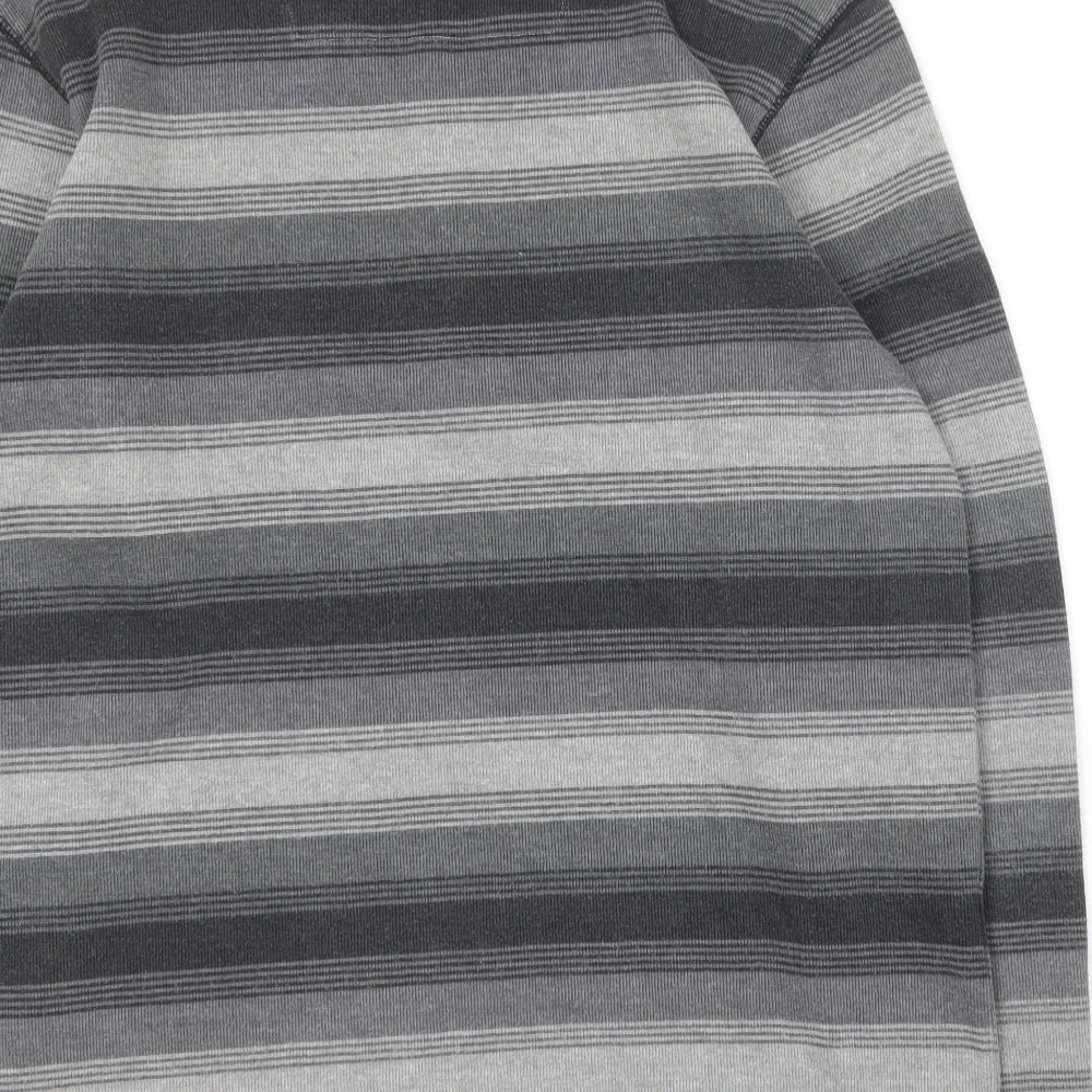 Matalan Mens Grey Striped Cotton  Polo Size L V-Neck