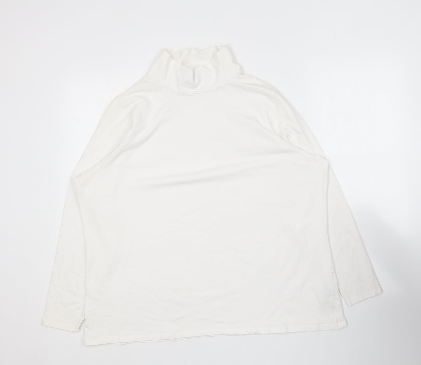 Marks and Spencer Womens White Roll Neck  Cotton Pullover Jumper Size 24