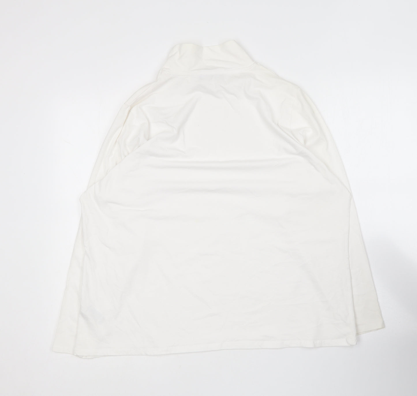 Marks and Spencer Womens White Roll Neck  Cotton Pullover Jumper Size 24