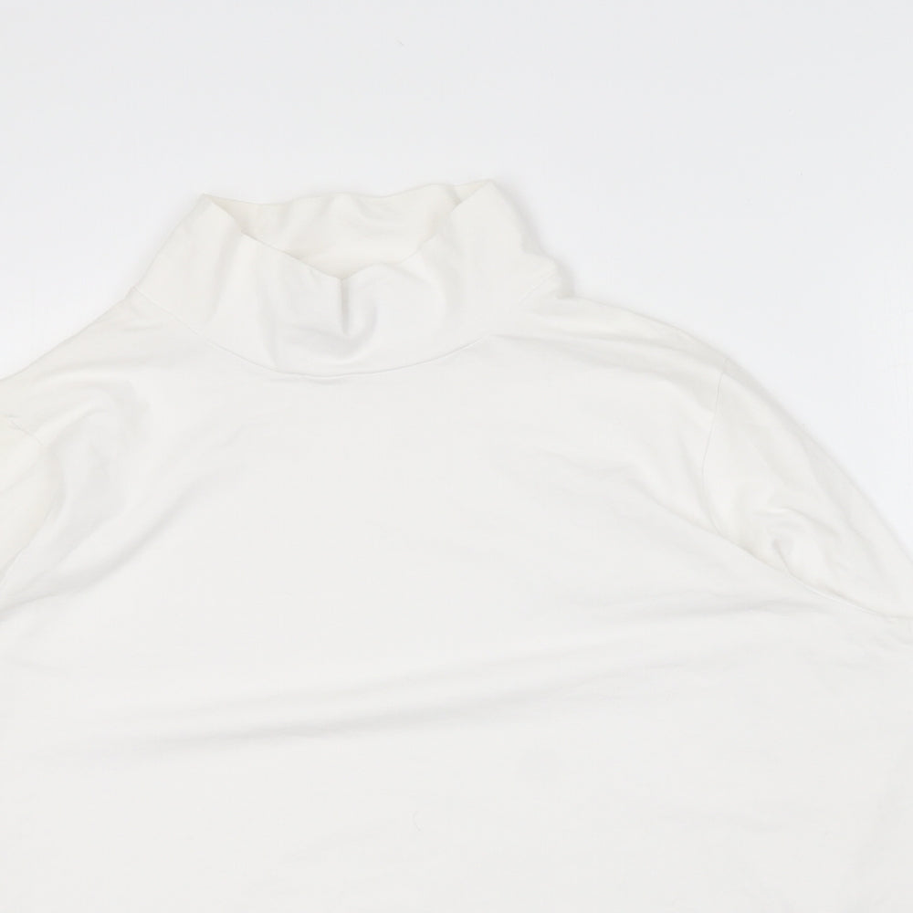Marks and Spencer Womens White Roll Neck  Cotton Pullover Jumper Size 24