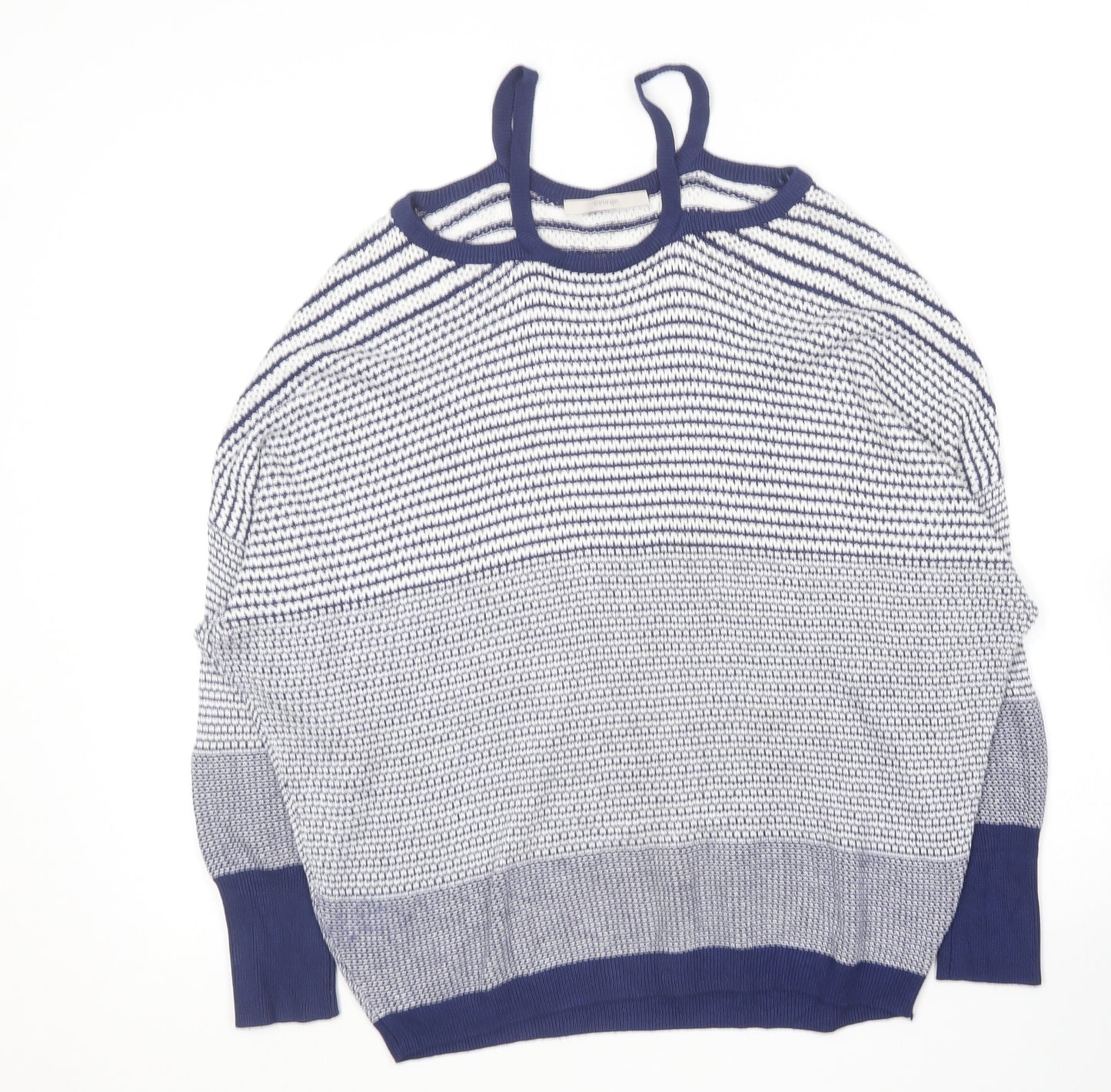 George Womens Blue Round Neck Geometric Viscose Pullover Jumper Size 12
