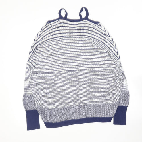 George Womens Blue Round Neck Geometric Viscose Pullover Jumper Size 12