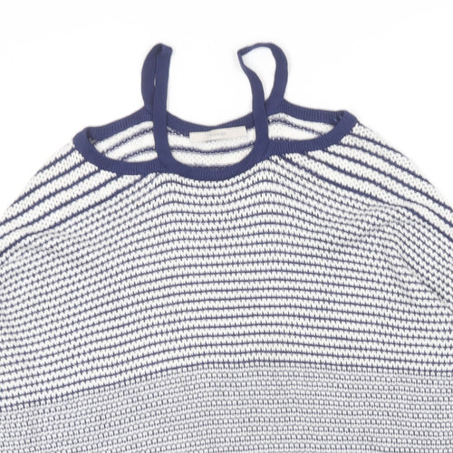 George Womens Blue Round Neck Geometric Viscose Pullover Jumper Size 12