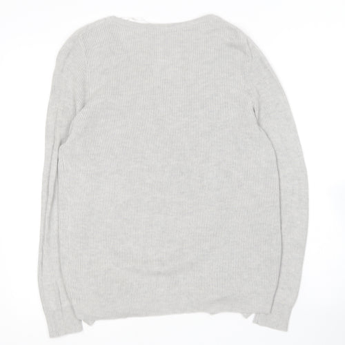 TU Womens Grey V-Neck  Viscose Pullover Jumper Size 14