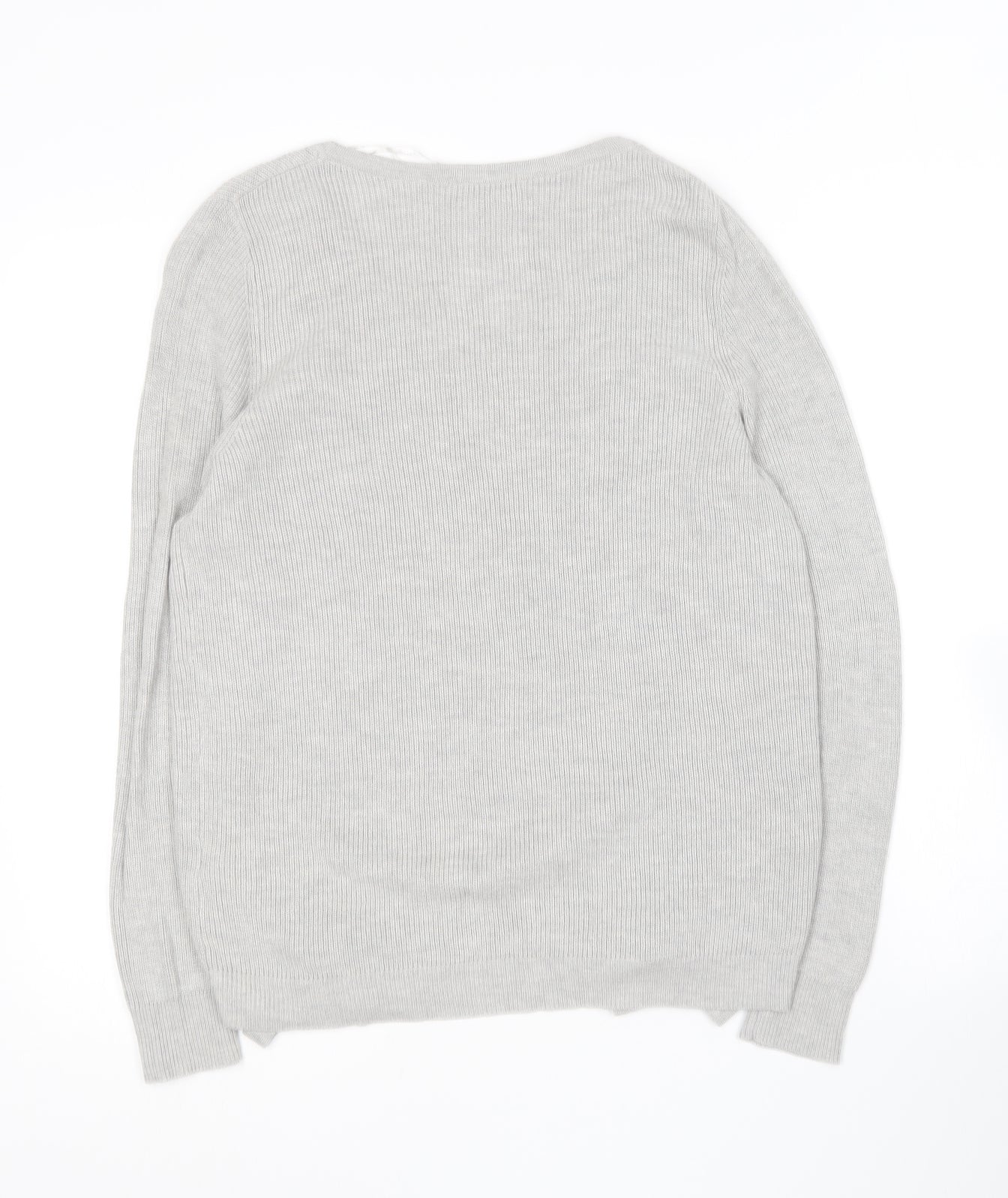 TU Womens Grey V-Neck  Viscose Pullover Jumper Size 14