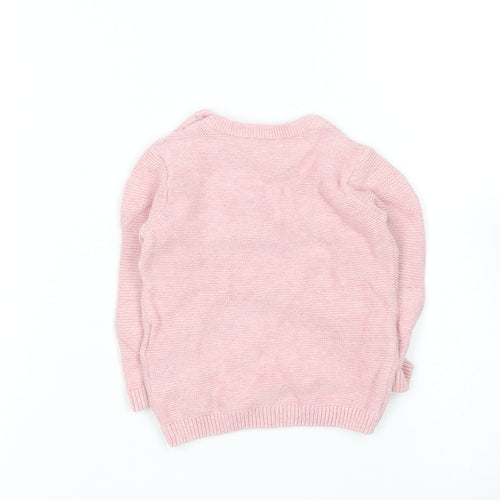 Marks and Spencer Girls Pink  Cotton Pullover Jumper Size 3-6 Months   - Love heart