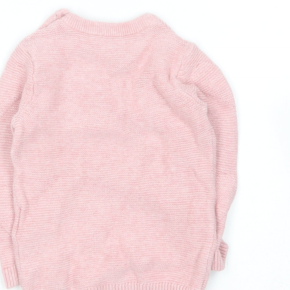 Marks and Spencer Girls Pink  Cotton Pullover Jumper Size 3-6 Months   - Love heart