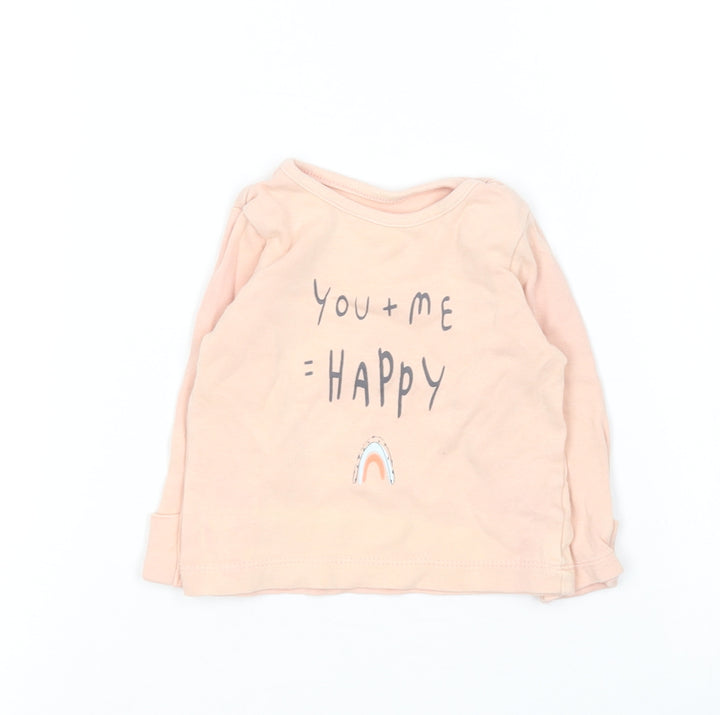 George Baby Orange Cotton Basic T-Shirt Size 3-6 Months Round Neck