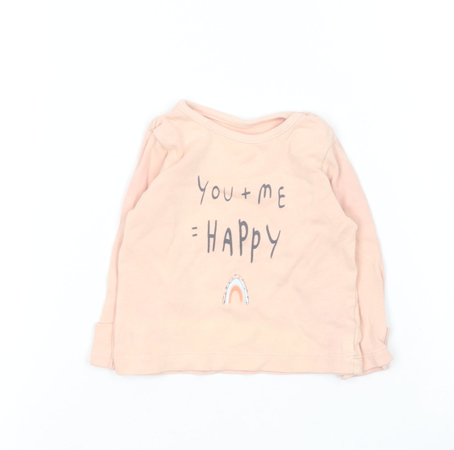 George Baby Orange  Cotton Basic T-Shirt Size 3-6 Months Round Neck