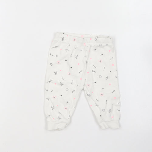 George Baby White Geometric Cotton Jogger Leggings Size 3-6 Months