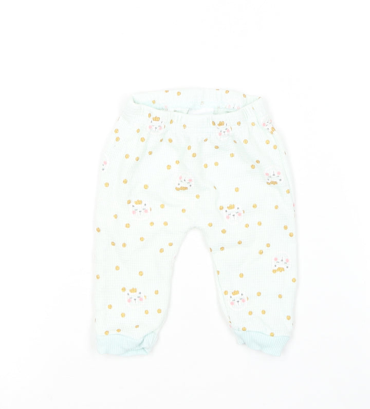 Sterling Girls Green Geometric Cotton Jogger Leggings Size 3-6 Months
