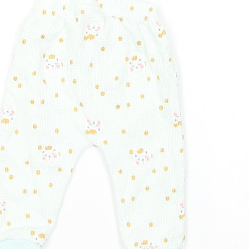 Sterling Girls Green Geometric Cotton Jogger Leggings Size 3-6 Months