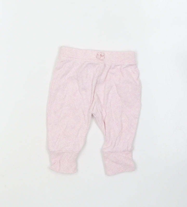 George Girls Pink  Cotton Jogger Leggings Size 0-3 Months