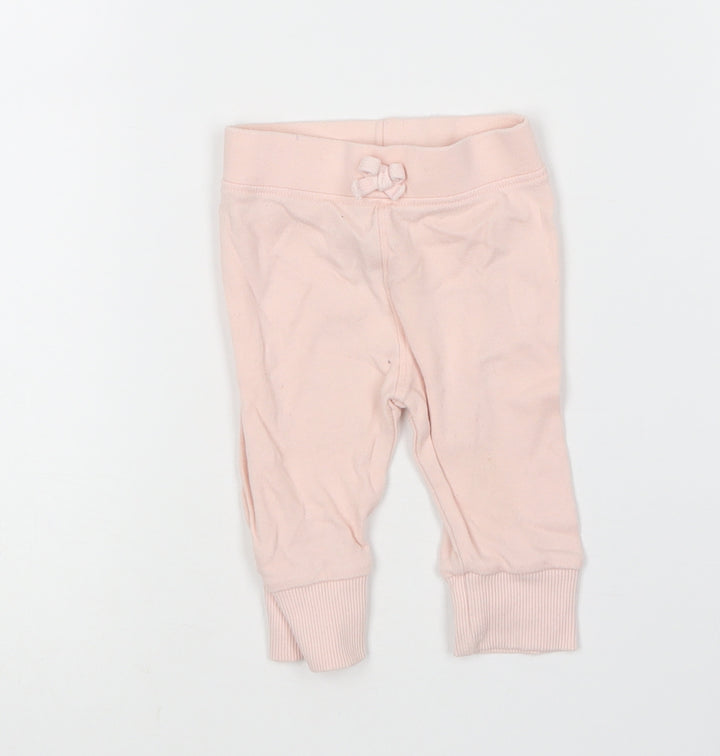 George Girls Pink Cotton Jogger Leggings Size 0-3 Months