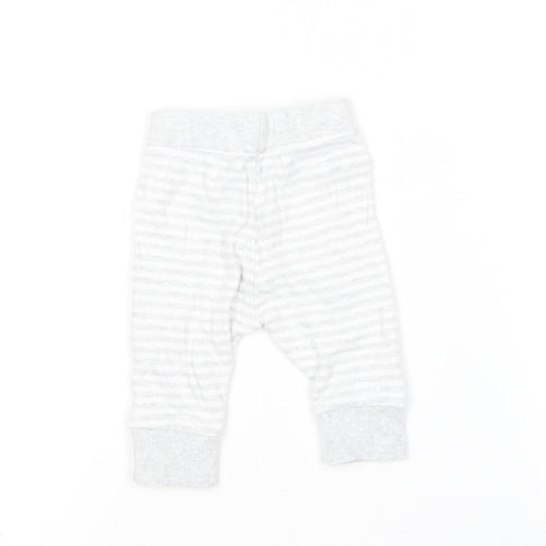 George Girls Grey Striped Cotton Jogger Leggings Size 0-3 Months