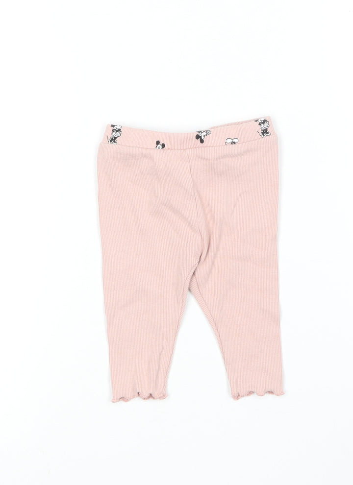 Zara Girls Pink Cotton Jogger Leggings Size 3-6 Months - Mickey Mouse