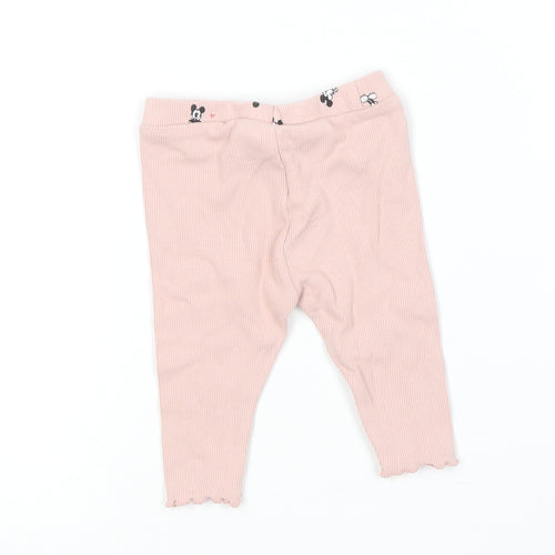 Zara Girls Pink  Cotton Jogger Leggings Size 3-6 Months   - Mickey Mouse