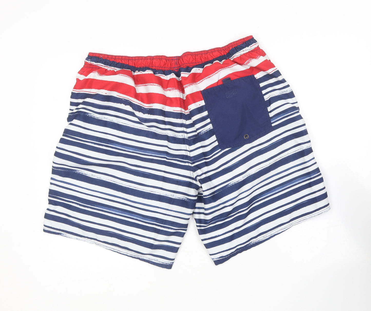 Preworn Mens Blue Striped Polyester Sweat Shorts Size 2XL L11 in Regular  - Swim Shorts