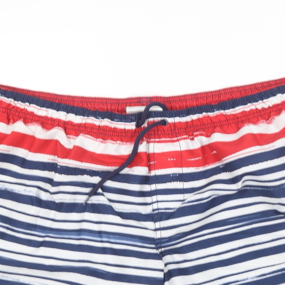 Preworn Mens Blue Striped Polyester Sweat Shorts Size 2XL L11 in Regular  - Swim Shorts