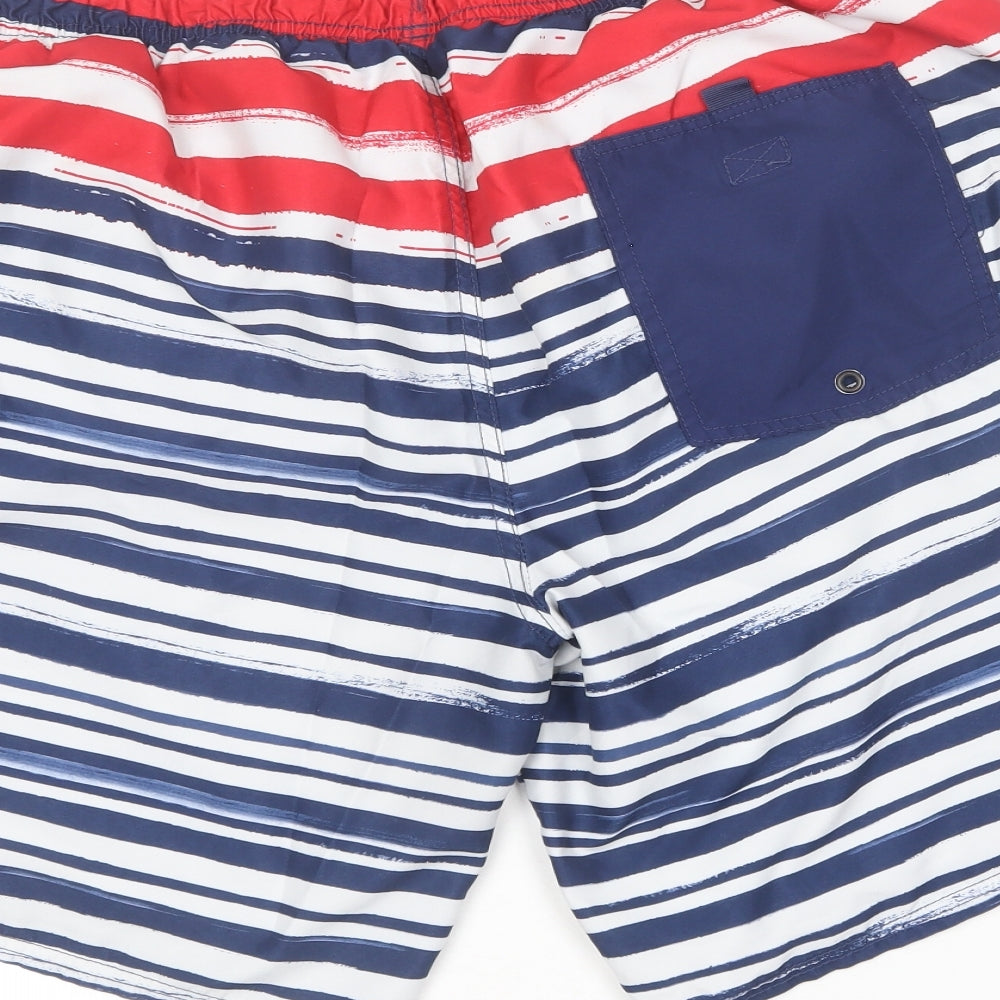 Preworn Mens Blue Striped Polyester Sweat Shorts Size 2XL L11 in Regular  - Swim Shorts