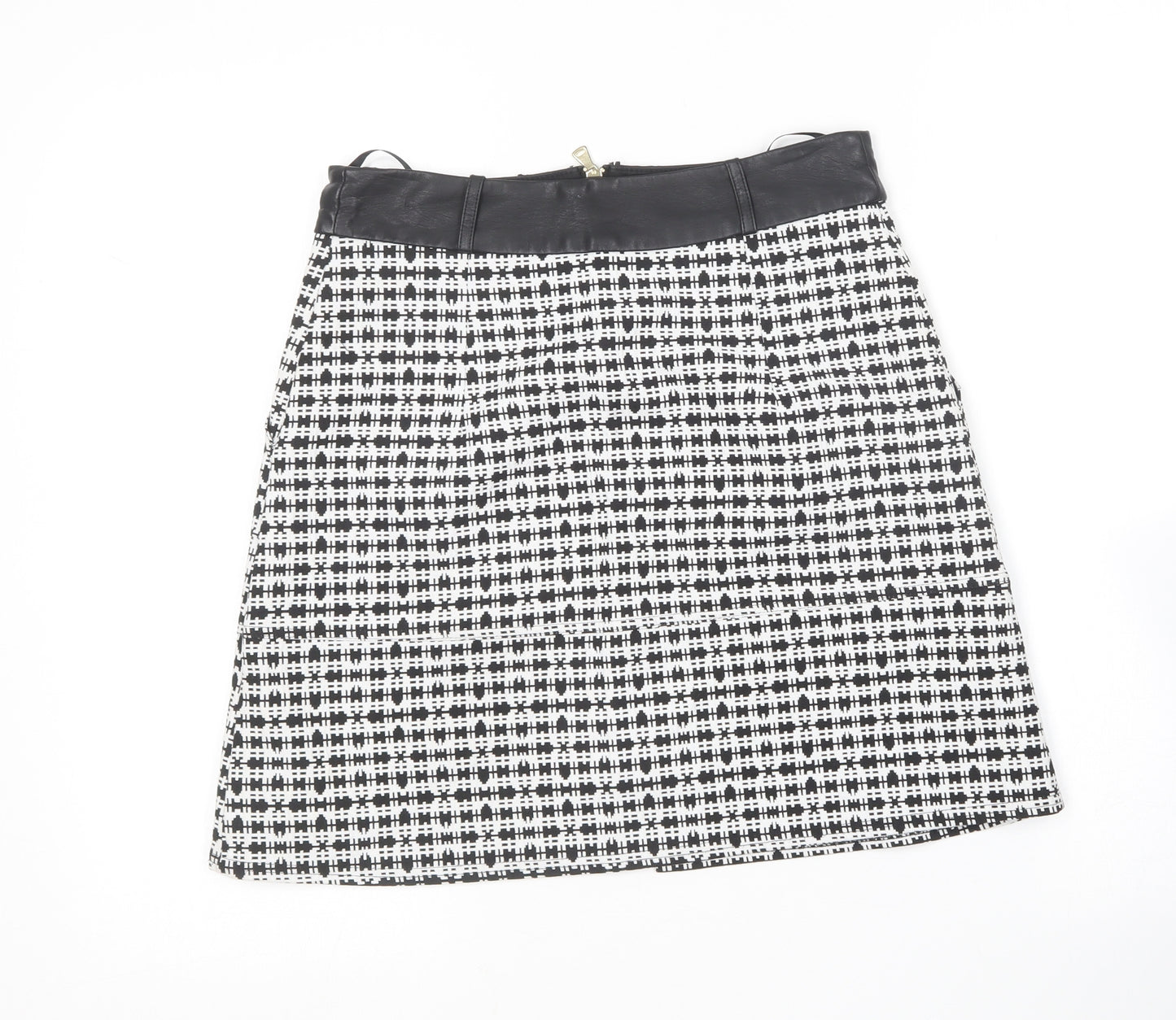 River Island Womens Black Geometric Cotton Mini Skirt Size 8