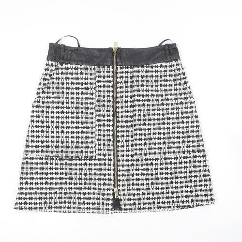River Island Womens Black Geometric Cotton Mini Skirt Size 8