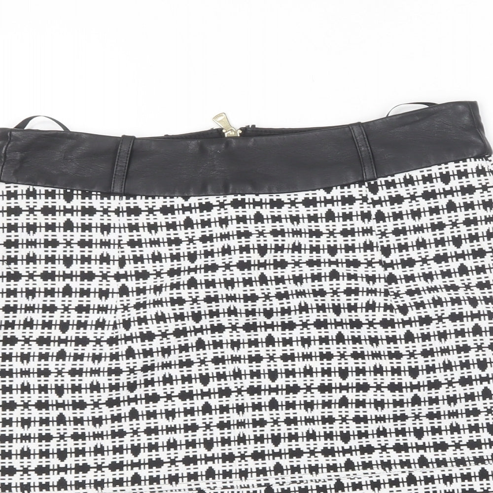 River Island Womens Black Geometric Cotton Mini Skirt Size 8