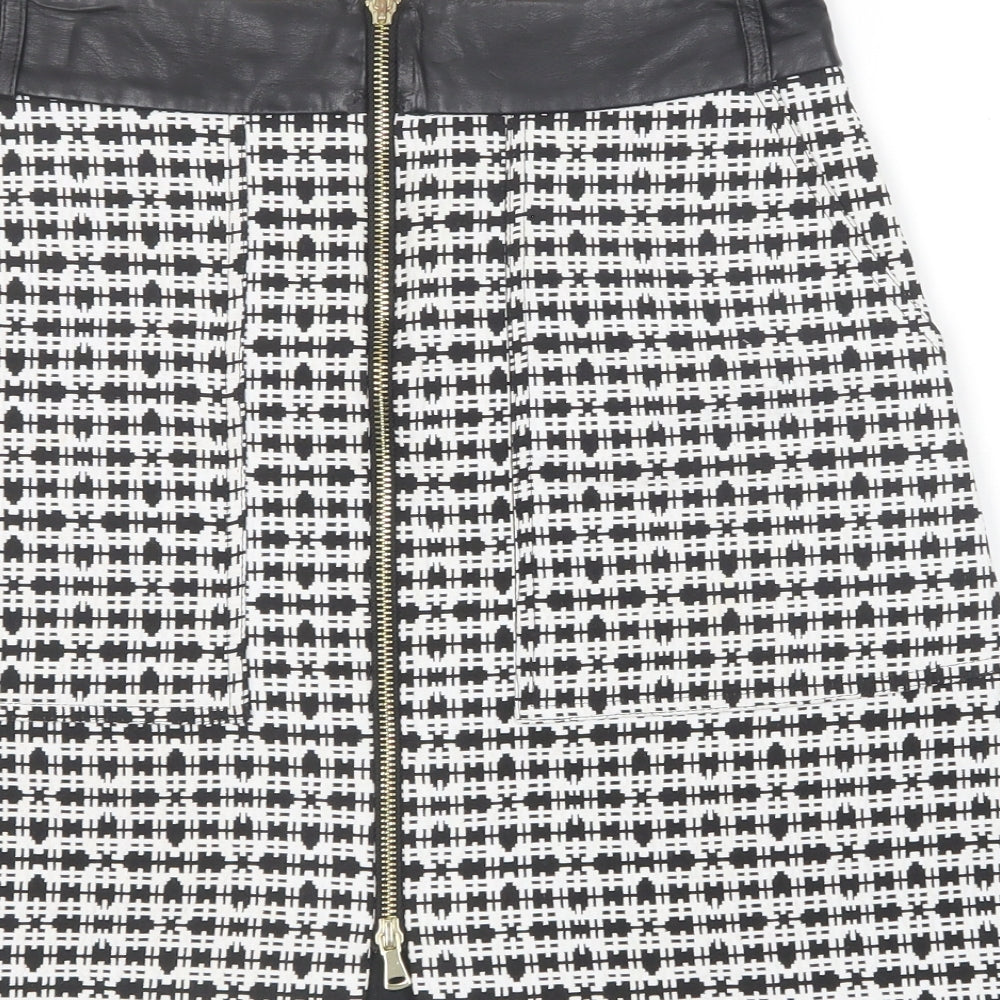 River Island Womens Black Geometric Cotton Mini Skirt Size 8