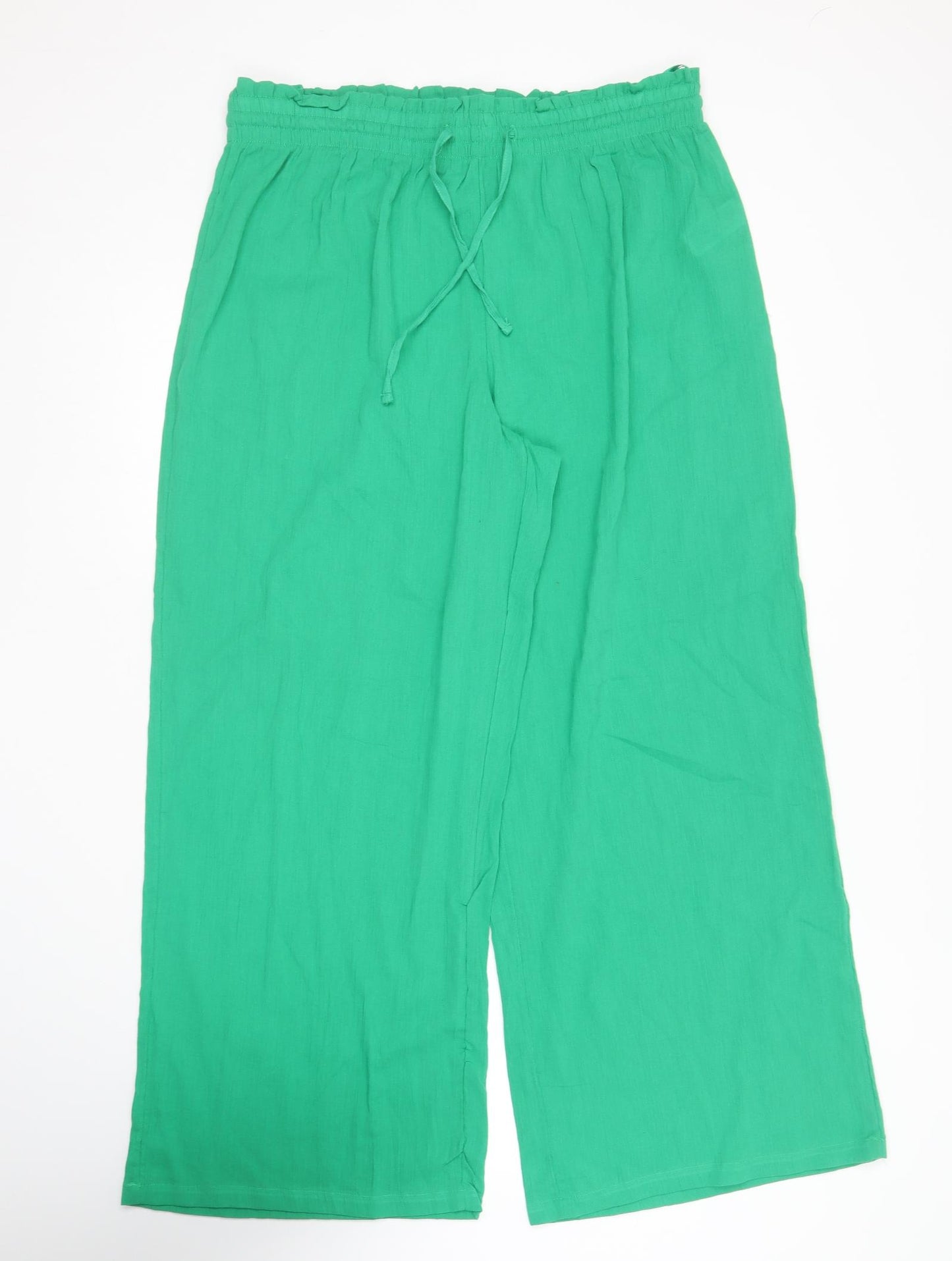Primark Womens Green  Cotton Trousers  Size 14 L29 in Regular