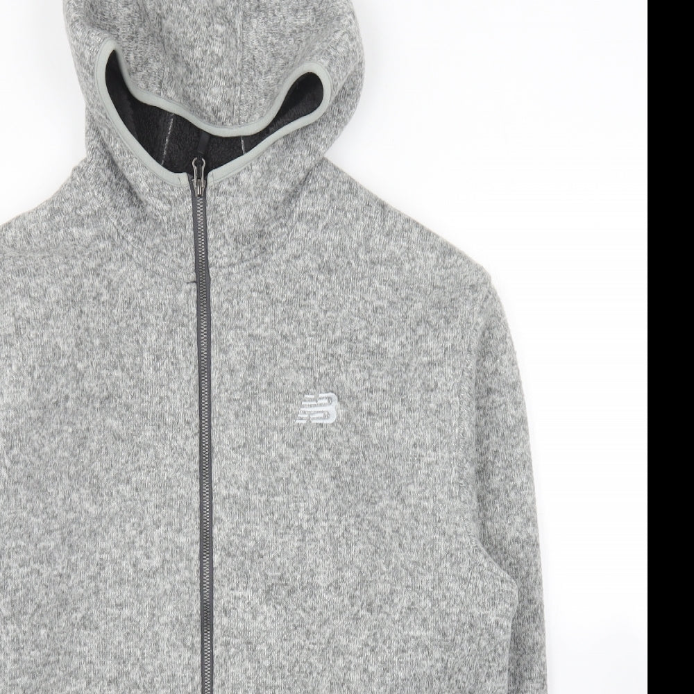 New Balance Mens Grey  Polyester Full Zip Hoodie Size L
