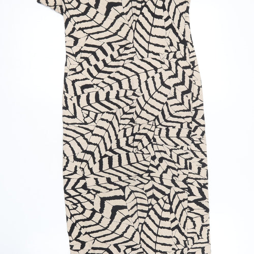 Ribbon Womens Beige  Viscose Bodycon  Size 8  Round Neck