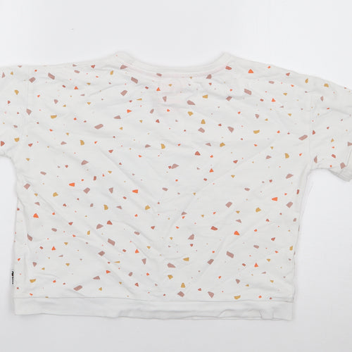 George Girls Ivory Geometric 100% Cotton Jersey T-Shirt Size 7-8 Years Crew Neck Pullover