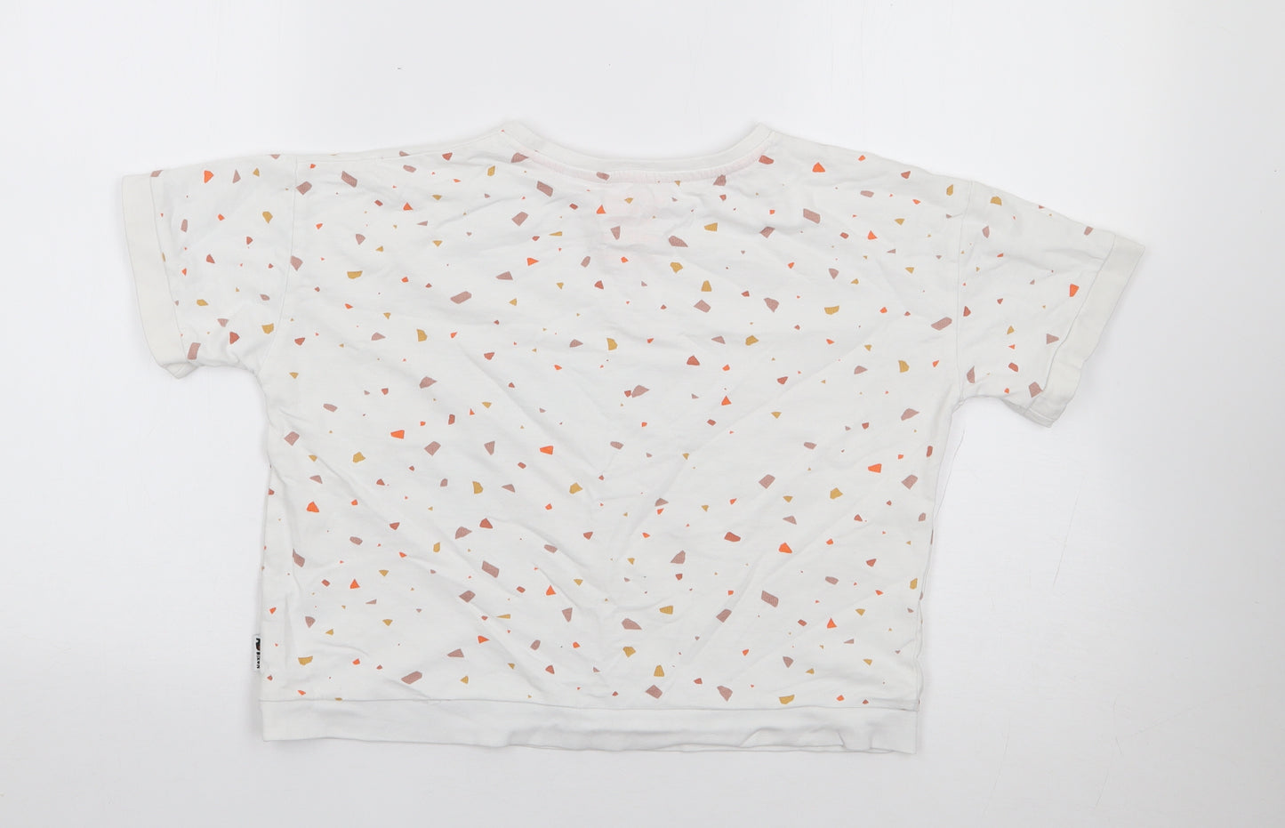 George Girls Ivory Geometric 100% Cotton Jersey T-Shirt Size 7-8 Years Crew Neck Pullover