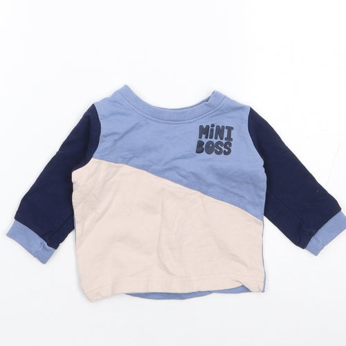 Peacocks Boys Blue Colourblock Cotton Pullover Jumper Size 3-6 Months  Pullover - Boss