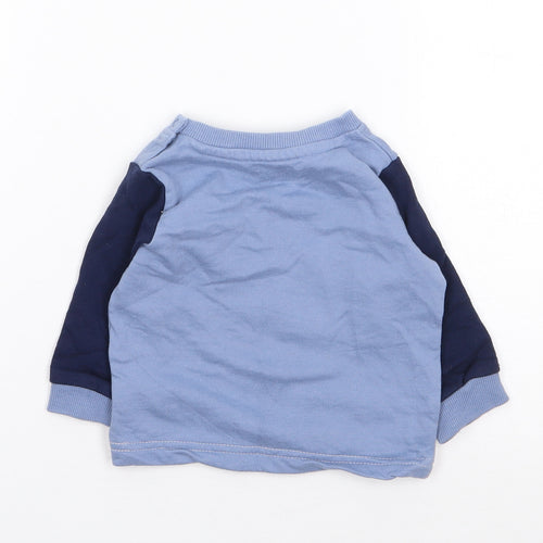 Peacocks Boys Blue Colourblock Cotton Pullover Jumper Size 3-6 Months  Pullover - Boss