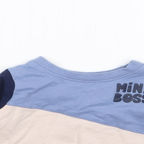 Peacocks Boys Blue Colourblock Cotton Pullover Jumper Size 3-6 Months  Pullover - Boss