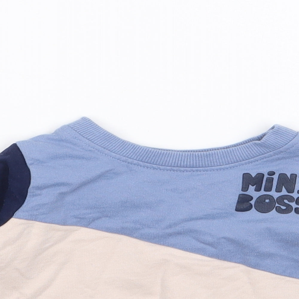Peacocks Boys Blue Colourblock Cotton Pullover Jumper Size 3-6 Months  Pullover - Boss