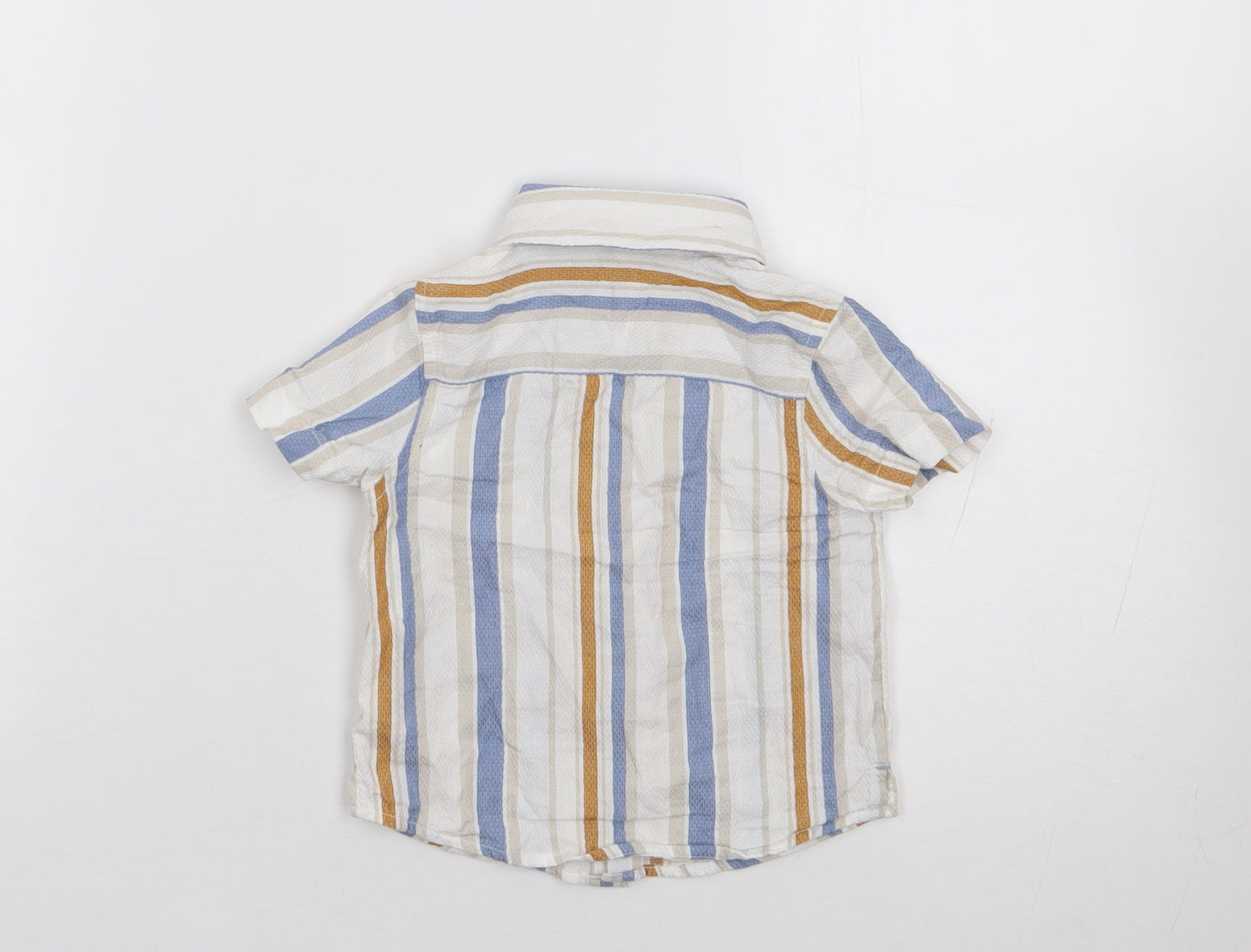 Primark Boys Multicoloured Striped 100% Cotton Jersey Button-Up Size 9-12 Months Collared Button