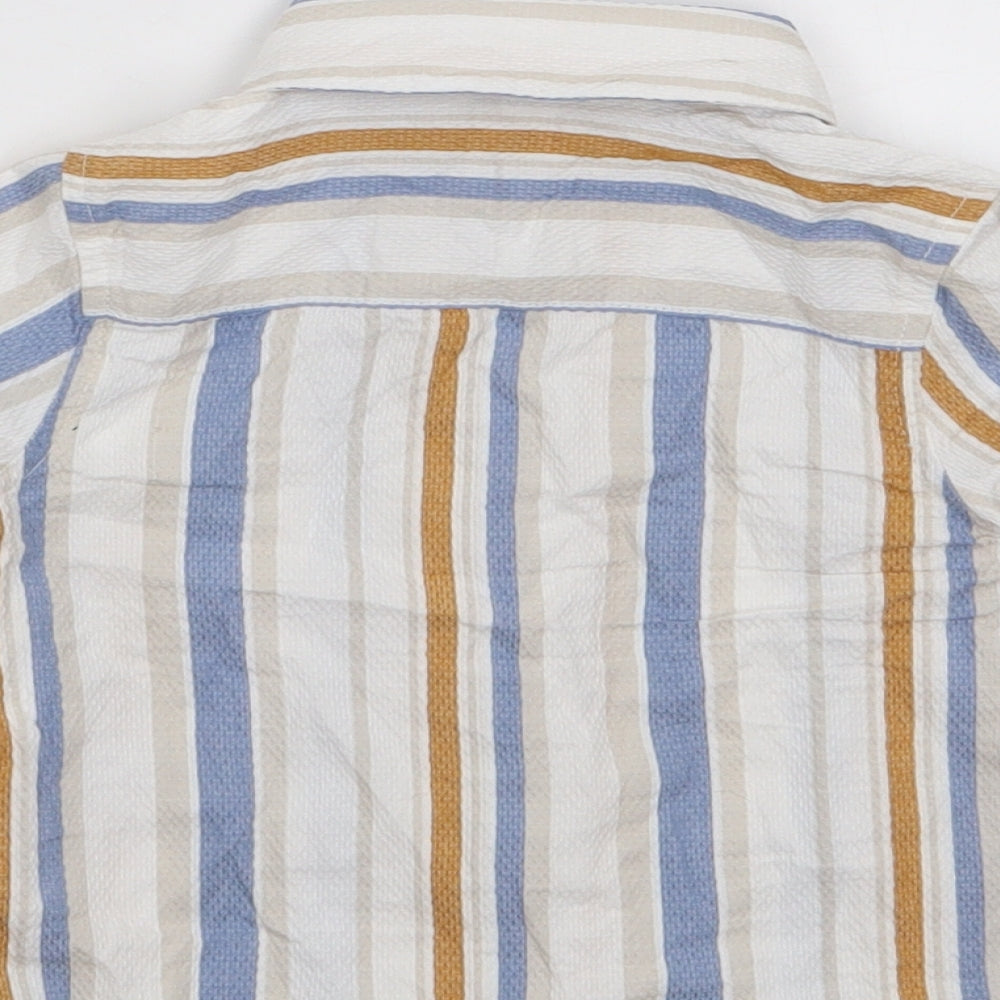 Primark Boys Multicoloured Striped 100% Cotton Jersey Button-Up Size 9-12 Months Collared Button
