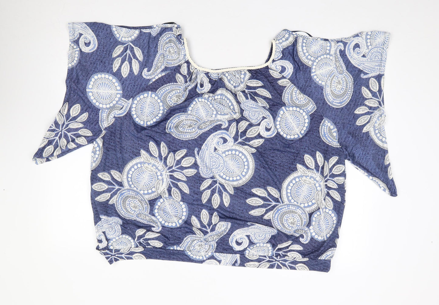 Quiz Womens Blue Floral Polyester Jersey T-Shirt Size 16 Scoop Neck