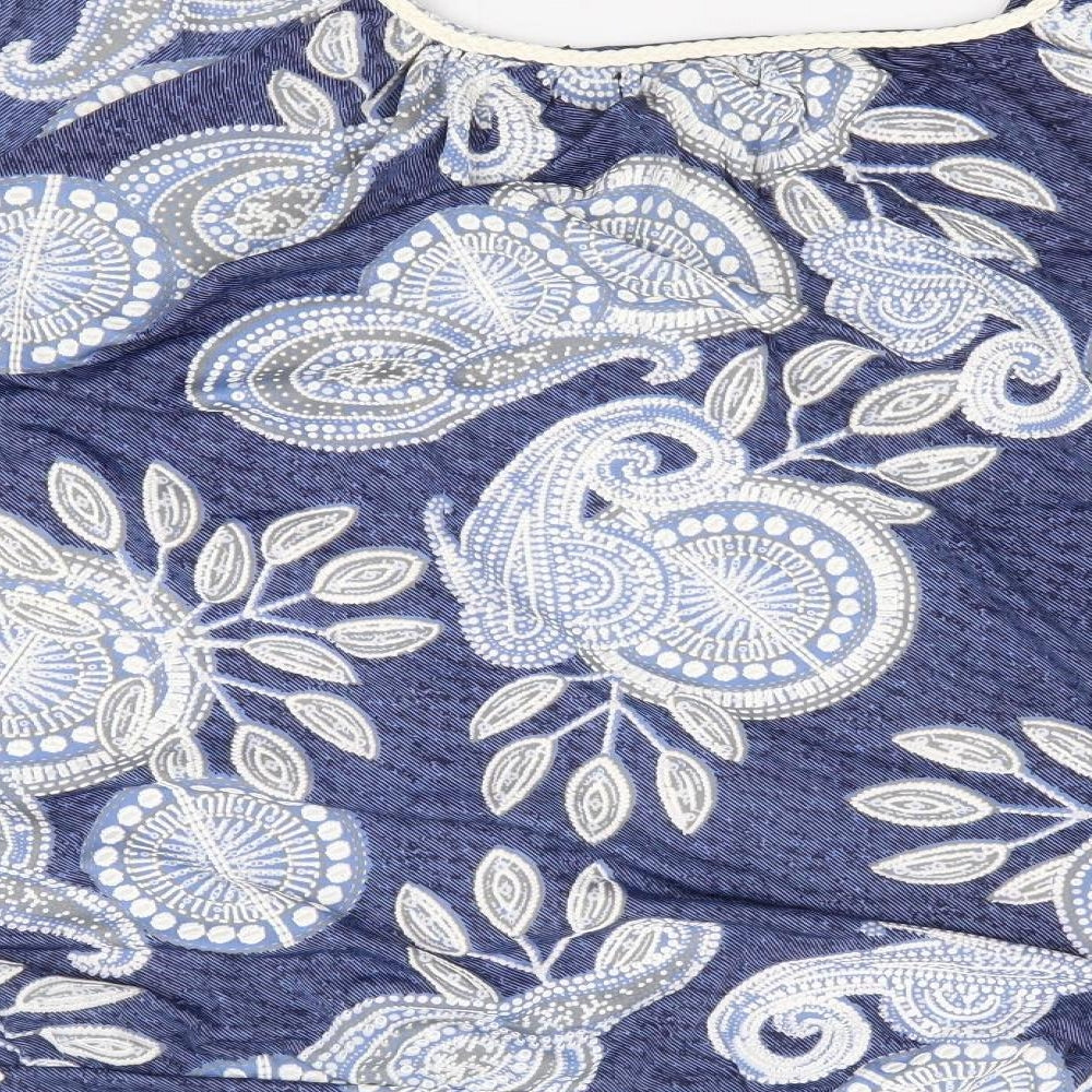 Quiz Womens Blue Floral Polyester Jersey T-Shirt Size 16 Scoop Neck