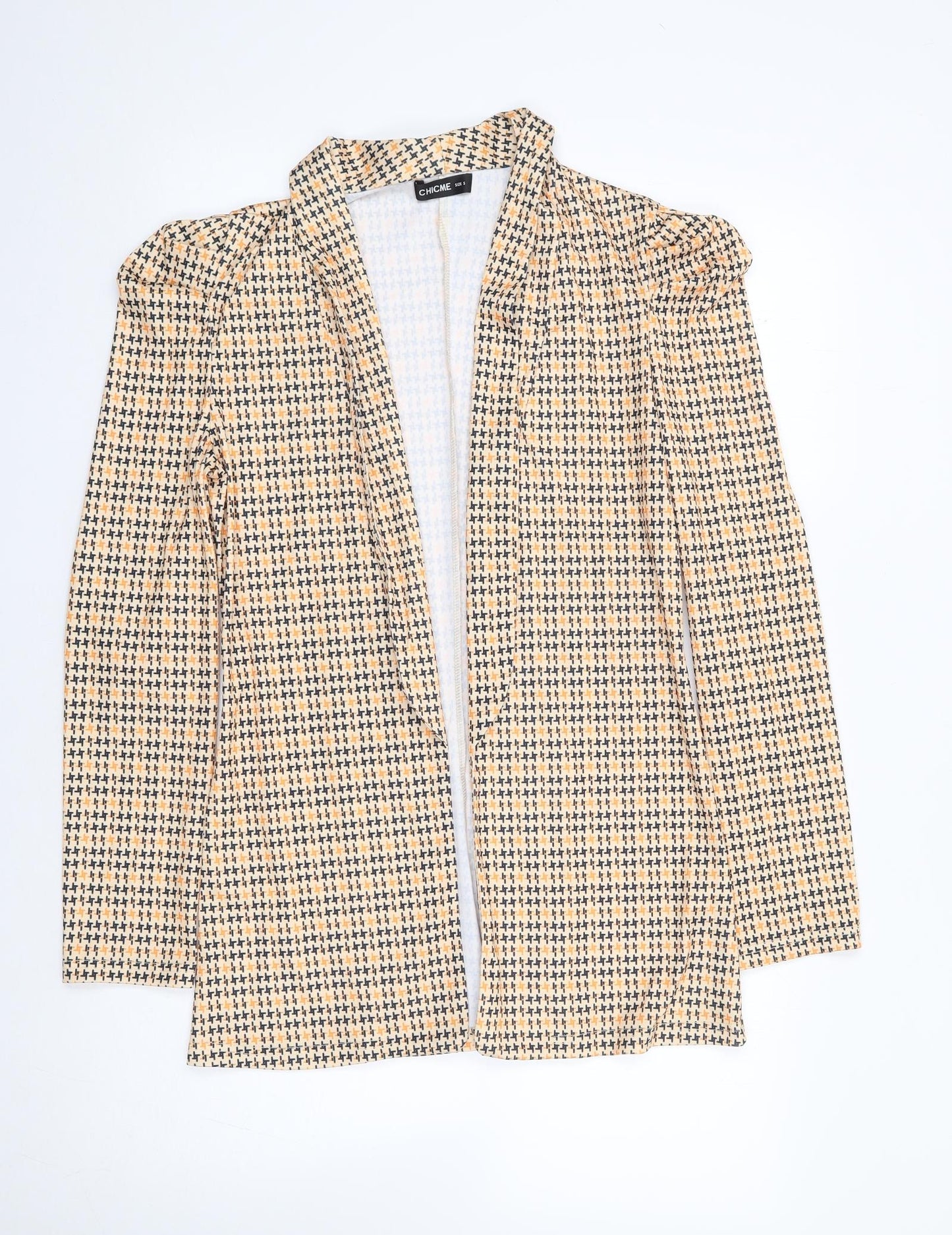 Chicme Womens Yellow Geometric  Jacket Blazer Size S