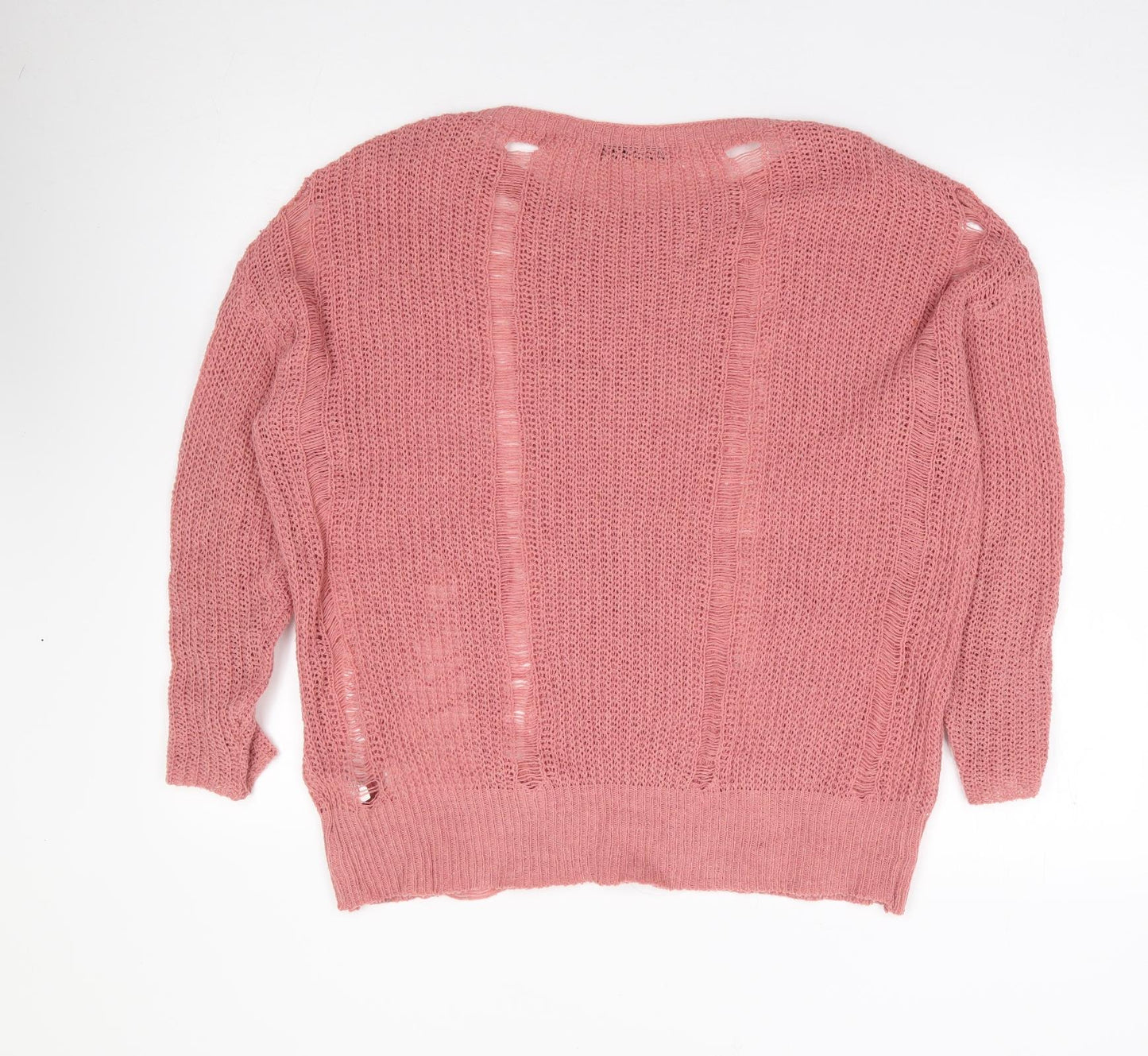 SheIn Womens Pink Round Neck  Polyester Pullover Jumper Size S