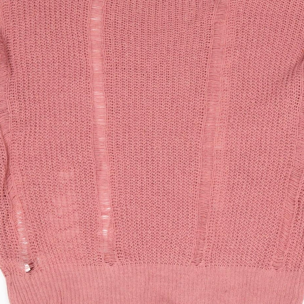 SheIn Womens Pink Round Neck  Polyester Pullover Jumper Size S