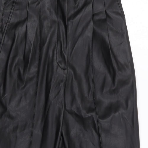 River Island Womens Black  Polyurethane Cropped Trousers Size 6 L21.5 in Regular Zip