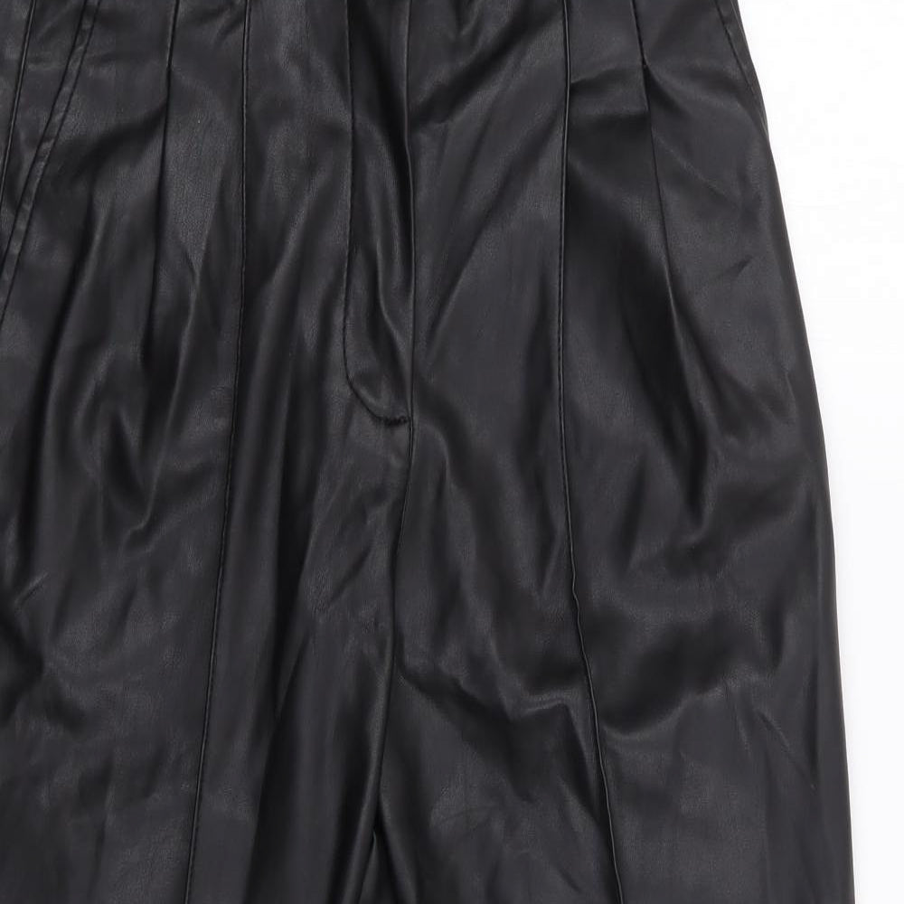 River Island Womens Black  Polyurethane Cropped Trousers Size 6 L21.5 in Regular Zip