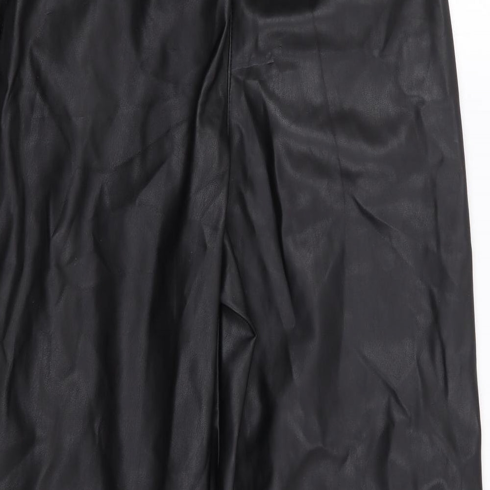 River Island Womens Black  Polyurethane Cropped Trousers Size 6 L21.5 in Regular Zip