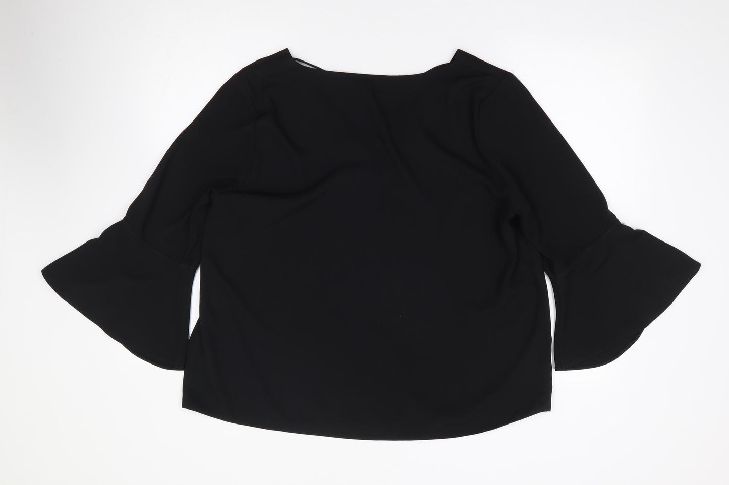 F&F Womens Black  Polyester Jersey Blouse Size 18 V-Neck